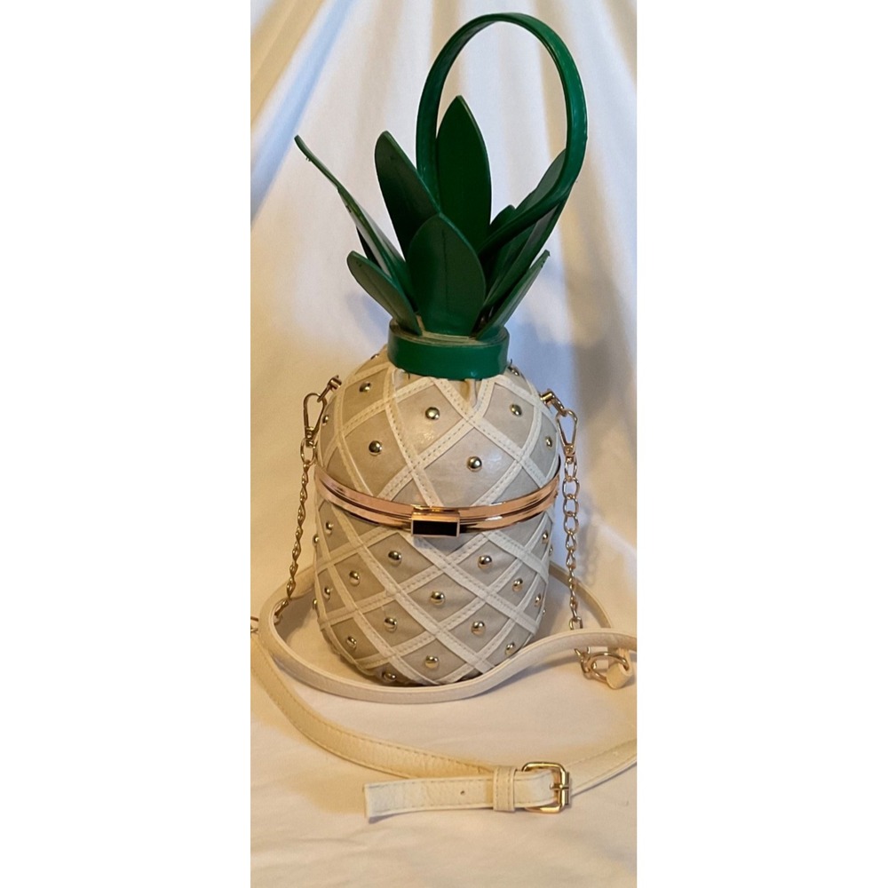 Beach TROPICAL VACAY Tan PINEAPPLE Crossbody Purse Handbag CUTE STATEMENT PIECE! - Picture 8 of 8